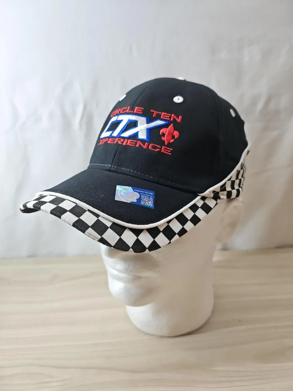 Circle Ten CTX Hat Cap Strap Back Black White Checkered Racing Embroidered Mens